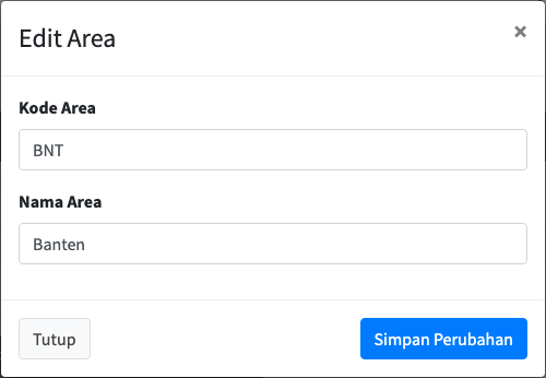 Jendela ubah Area