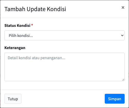 Jendela tambah update kondisi