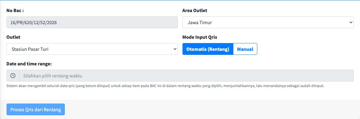 Form QRIS Settlement mode Otomatis