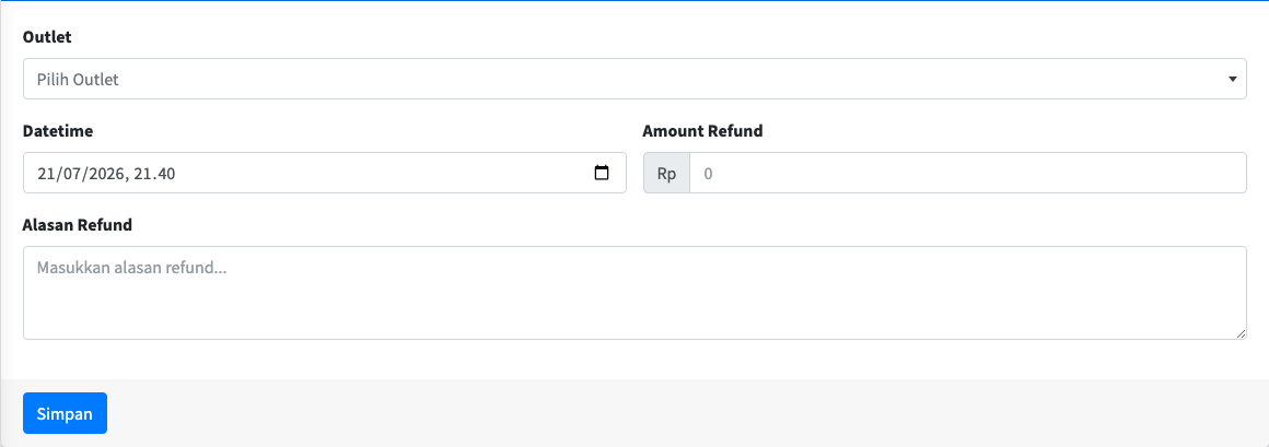 Formulir tambah Refund