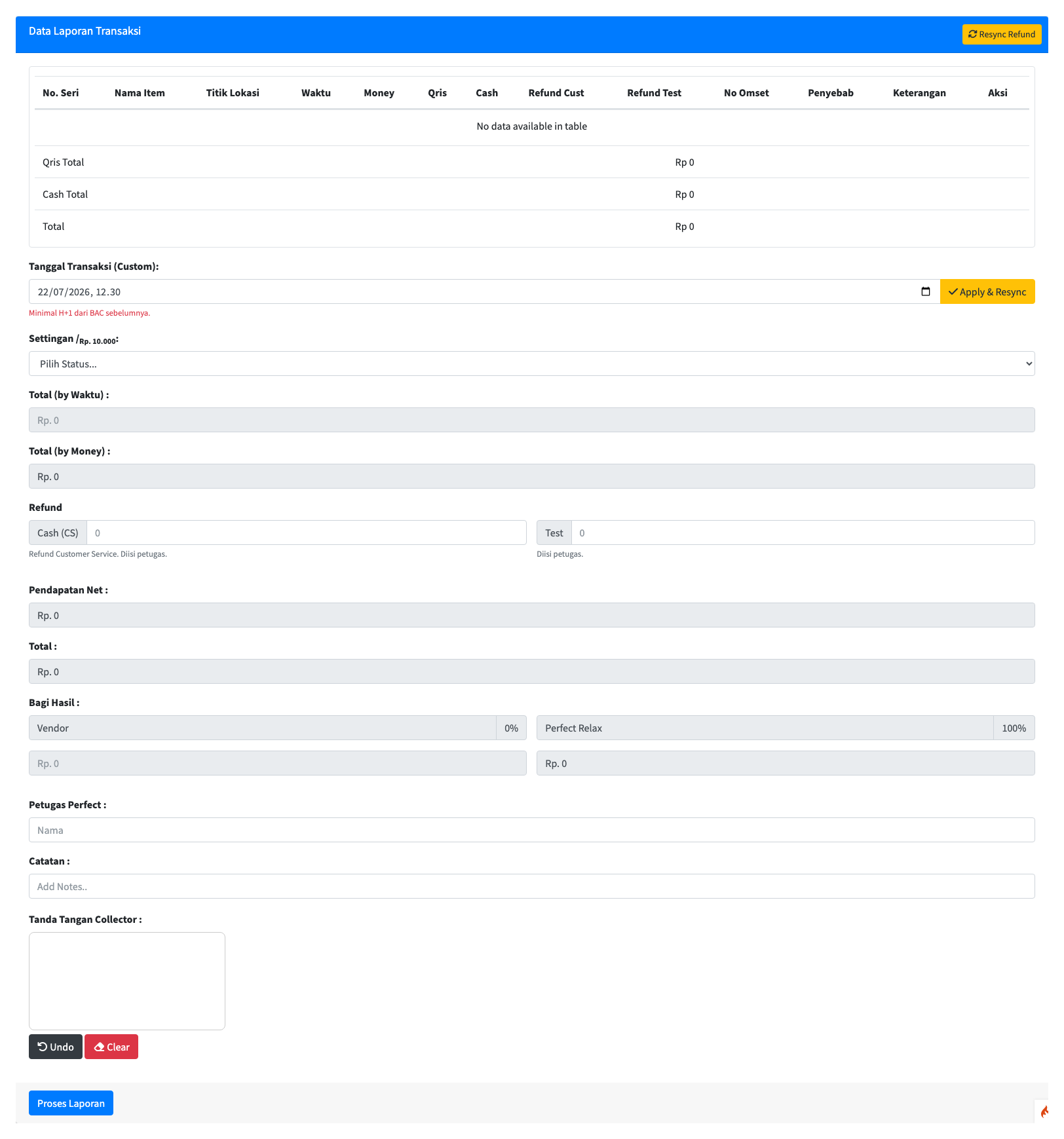 Panel Data Laporan Transaksi