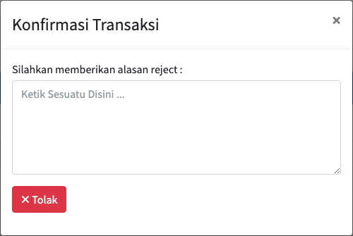 Jendela alasan penolakan